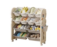 Estante Organizador De Juguetes Dormitorio Niños Hogar  + Ruedas - Blanco
